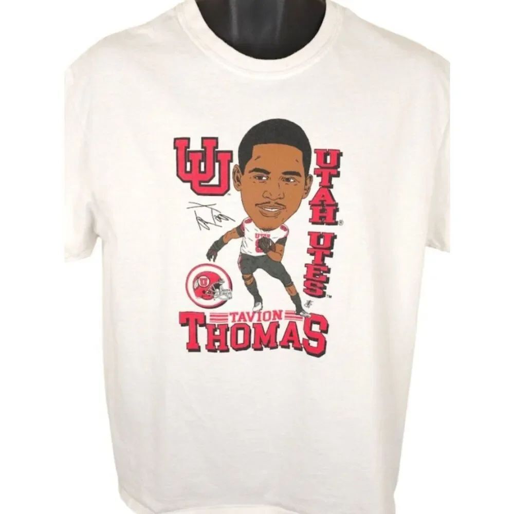 Utah Utes T Shirt Mens Size Large White Tavion Thomas NCAA University Football
